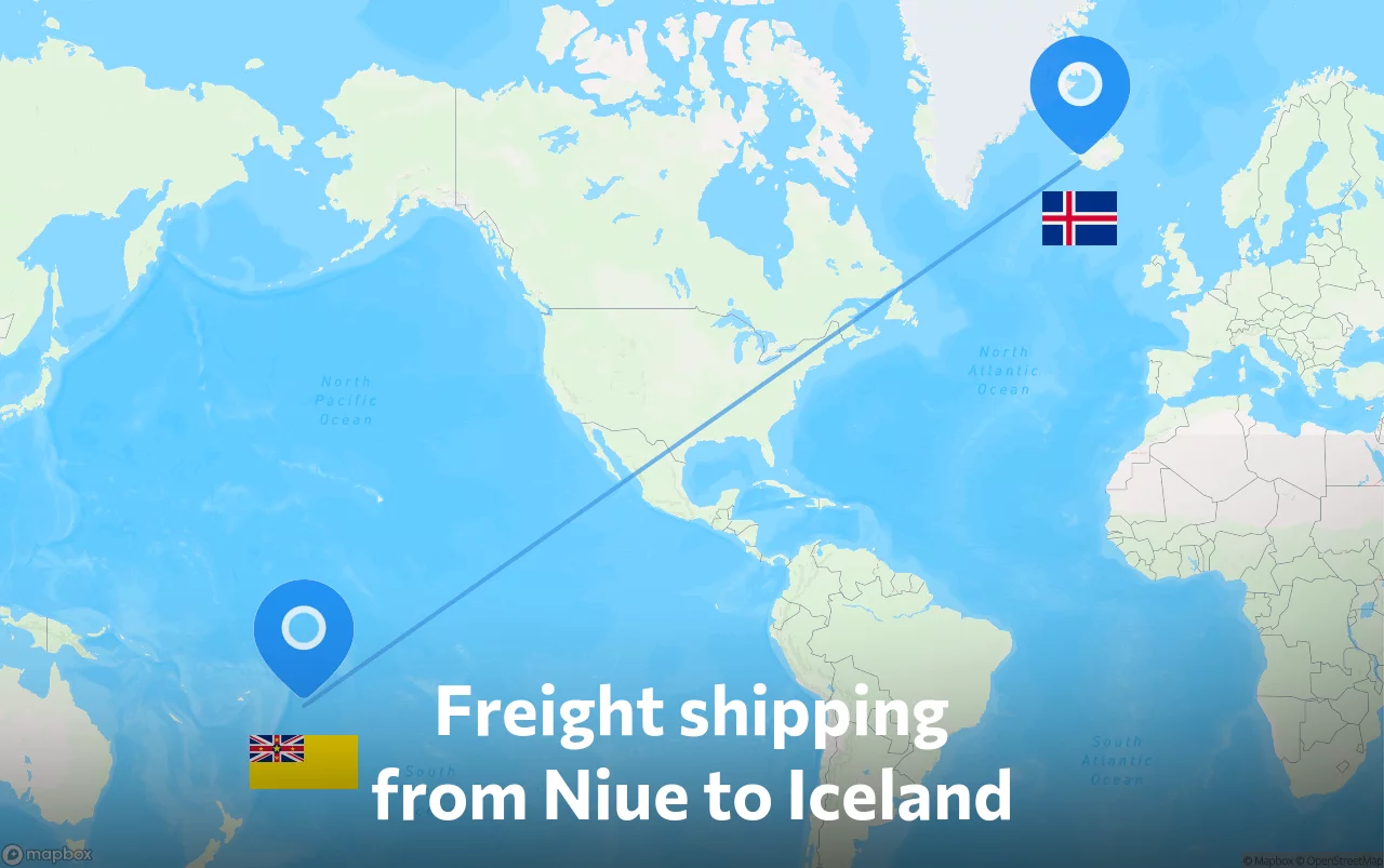 Shipping route from Niue to Iceland