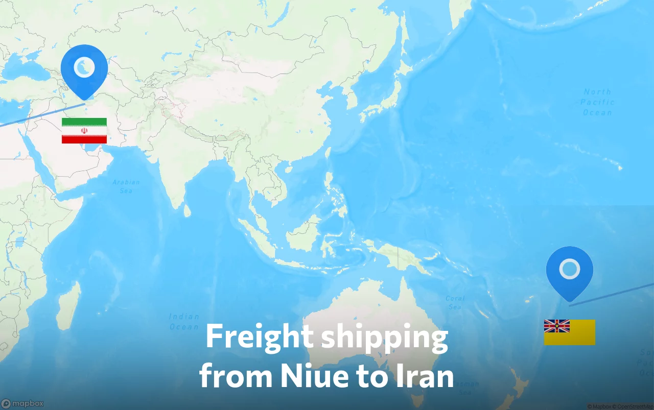 Shipping route from Niue to Iran
