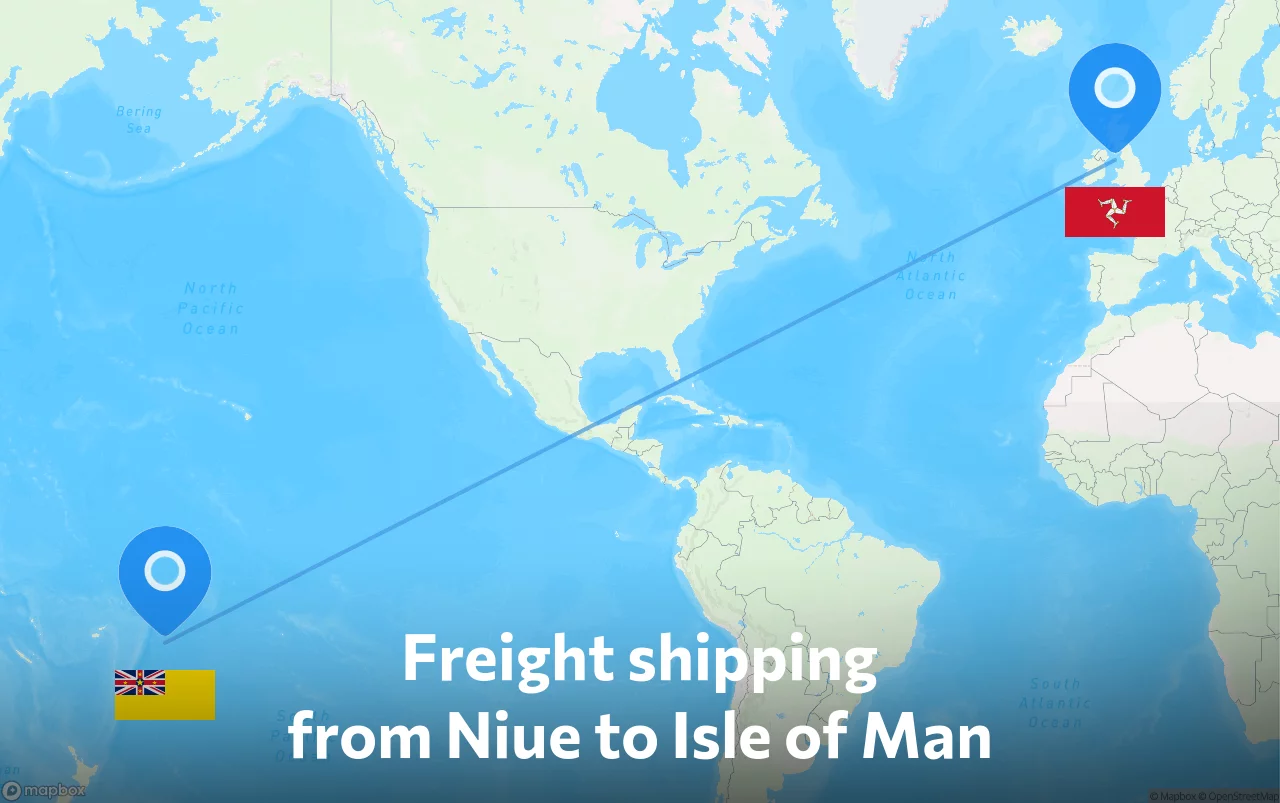 Shipping route from Niue to Isle of Man