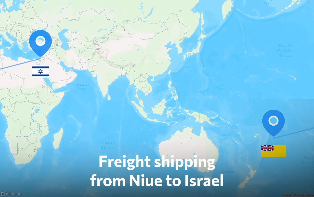 Shipping route from Niue to Israel