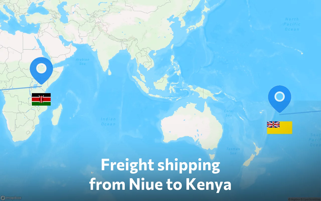 Shipping route from Niue to Kenya