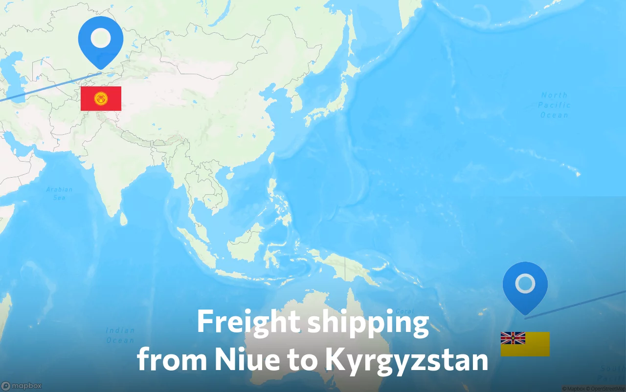 Shipping route from Niue to Kyrgyzstan