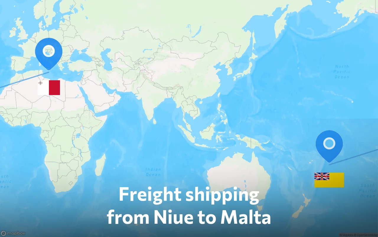Shipping route from Niue to Malta