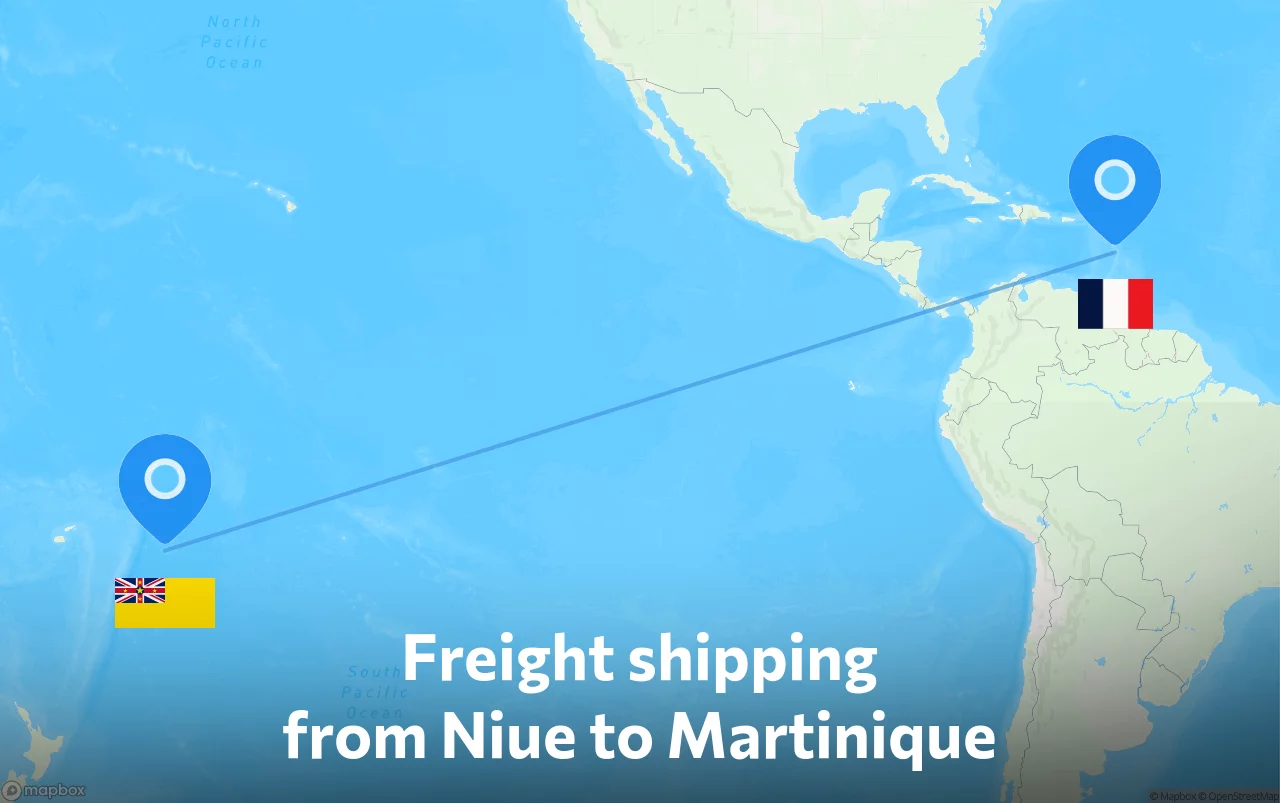 Shipping route from Niue to Martinique