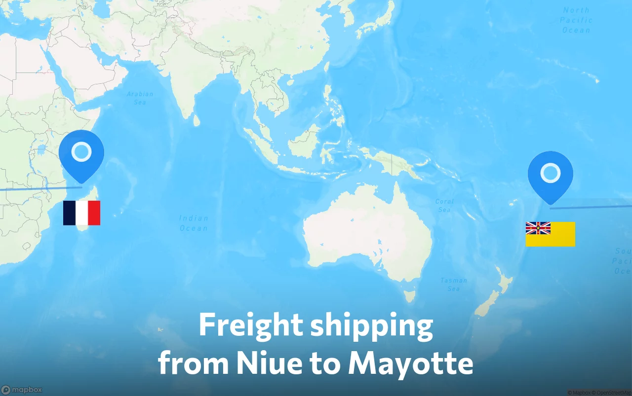 Shipping route from Niue to Mayotte