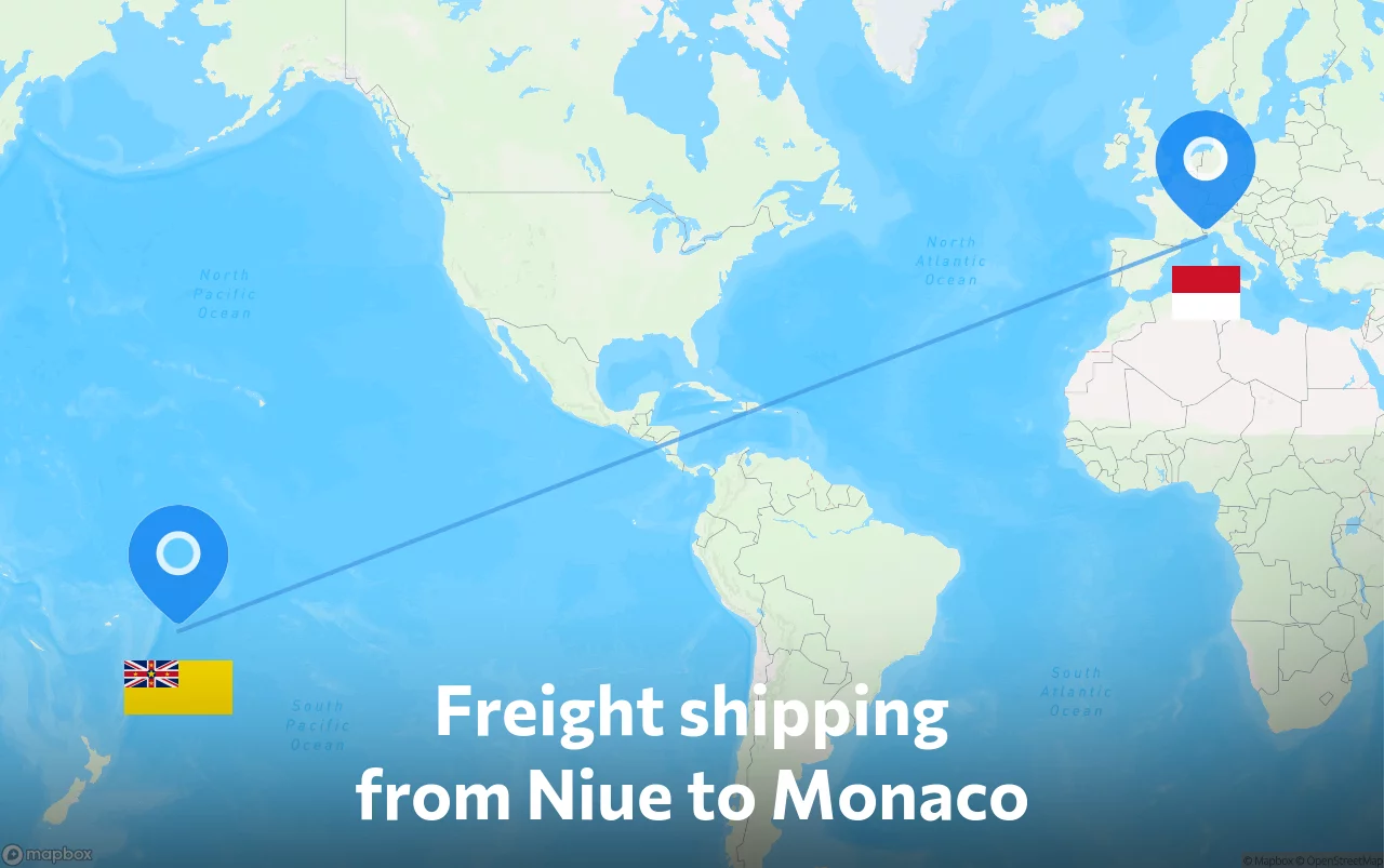Shipping route from Niue to Monaco