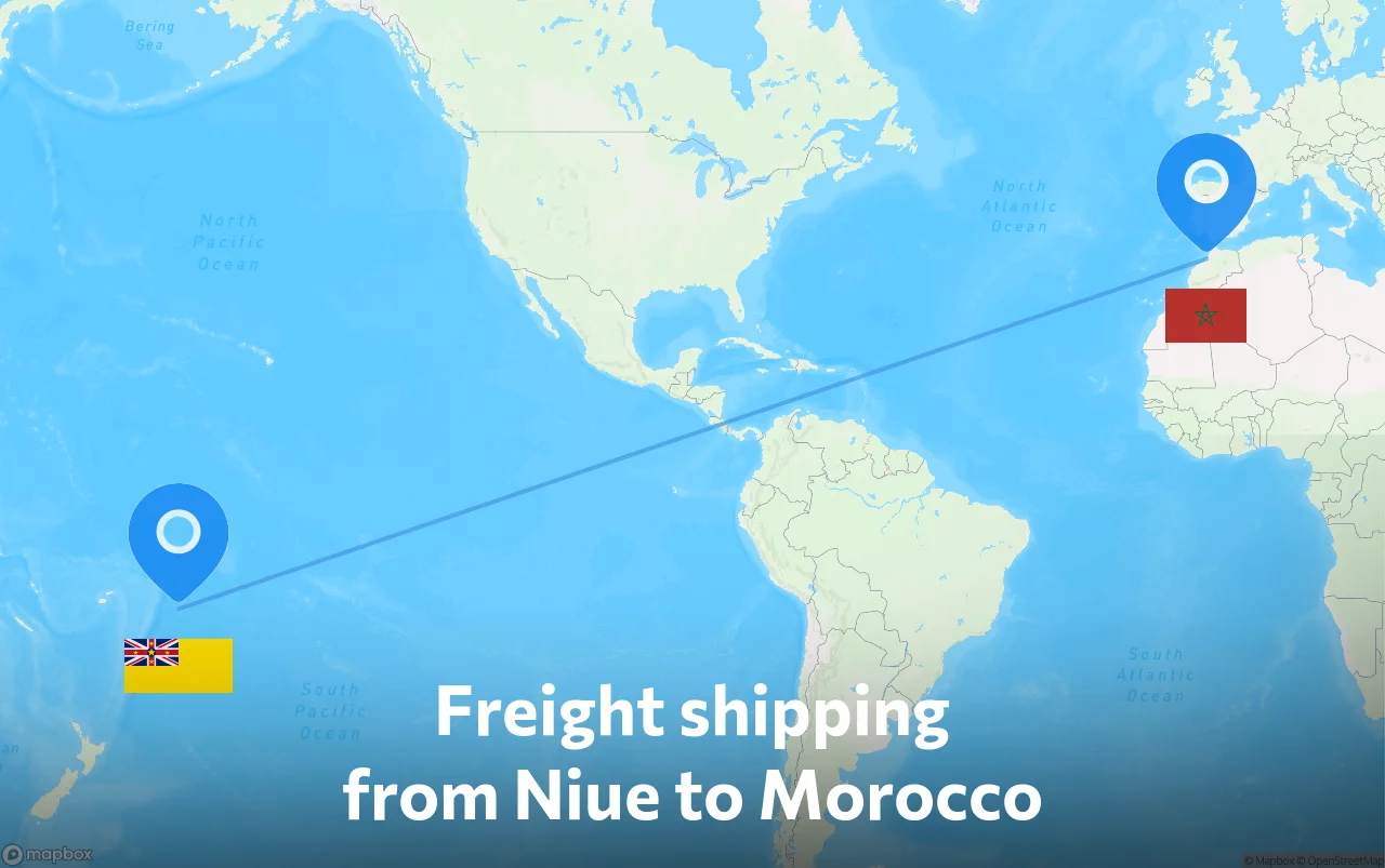 Shipping route from Niue to Morocco