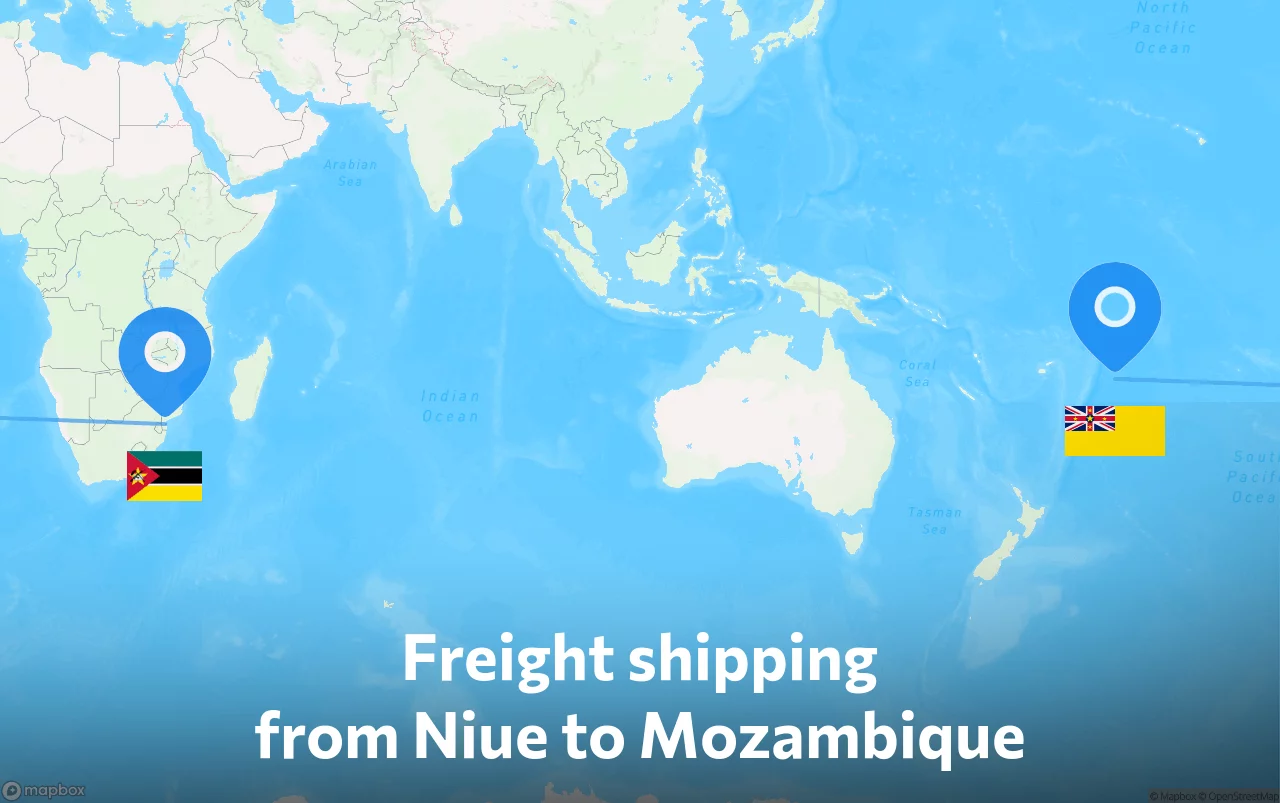 Shipping route from Niue to Mozambique