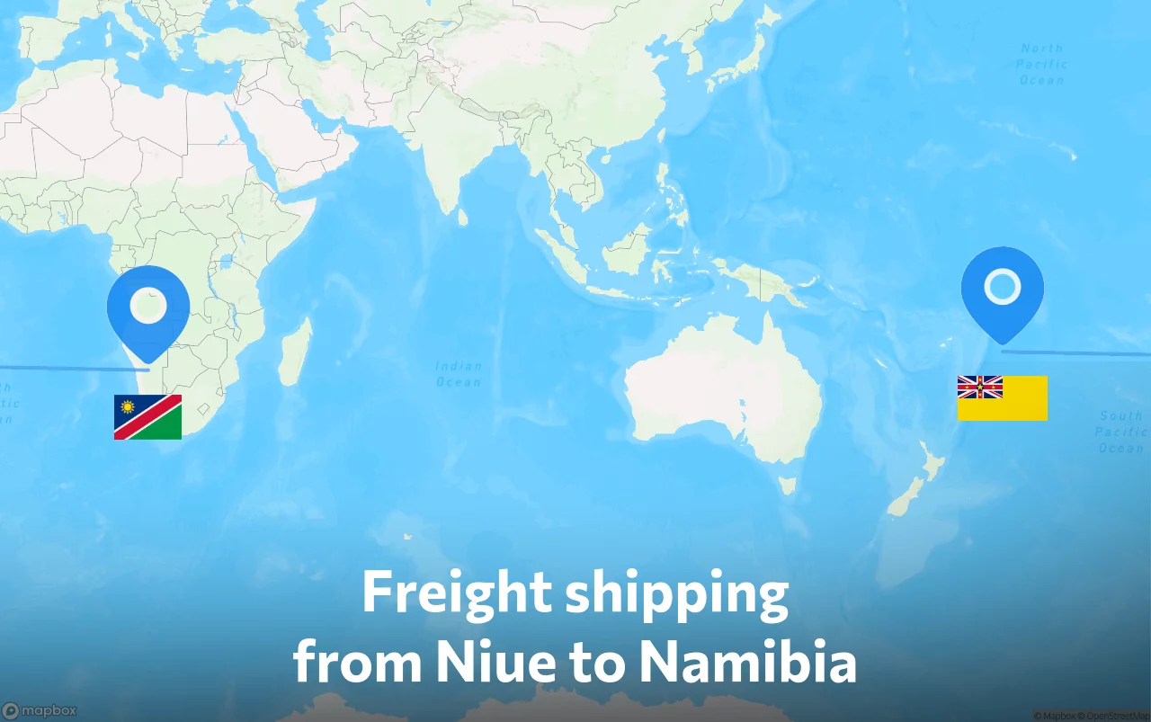 Shipping route from Niue to Namibia