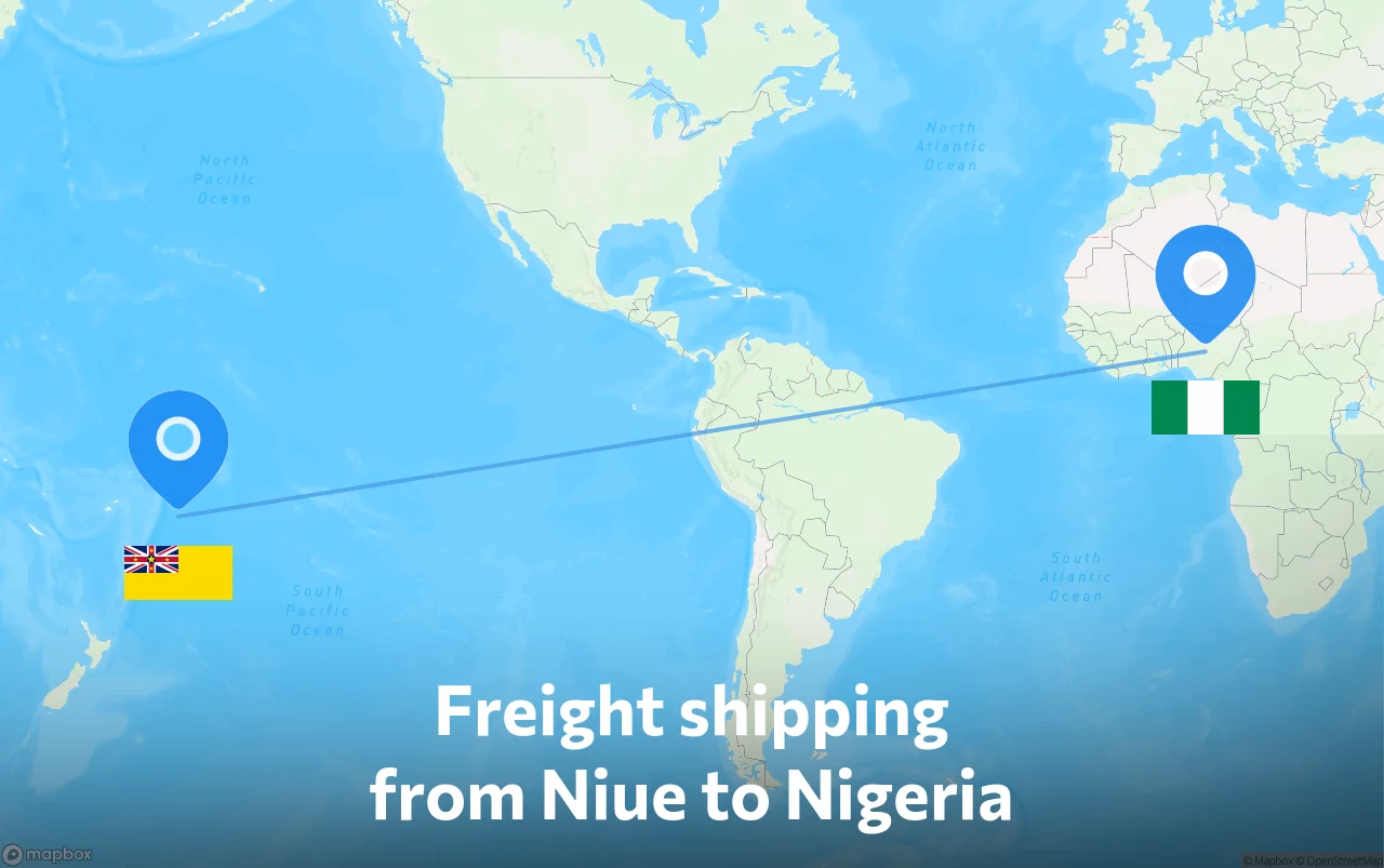 Shipping route from Niue to Nigeria