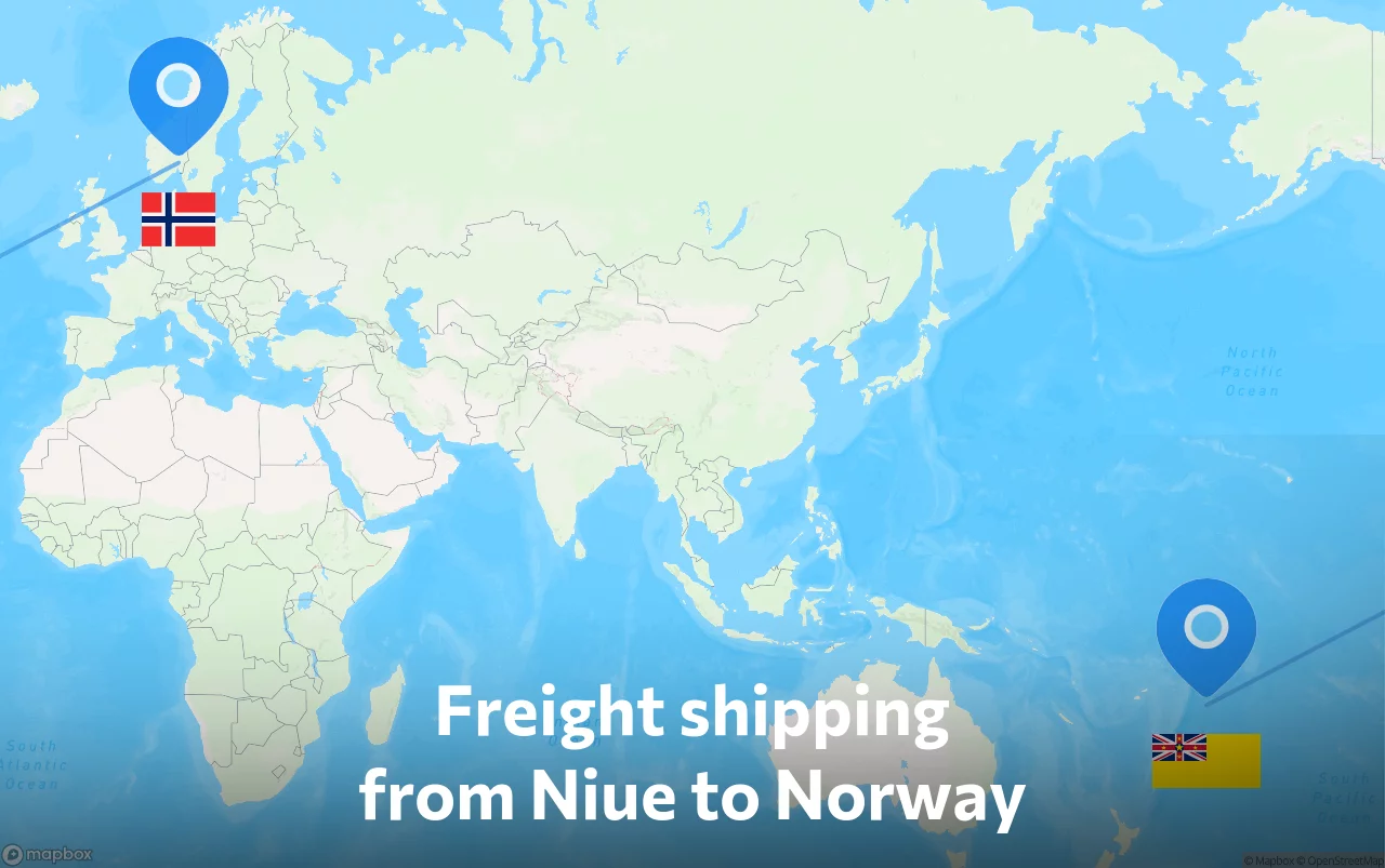Shipping route from Niue to Norway