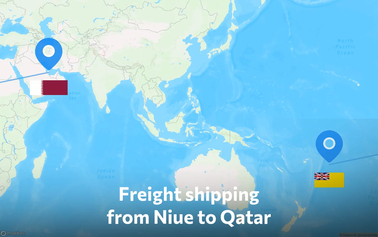 Shipping route from Niue to Qatar