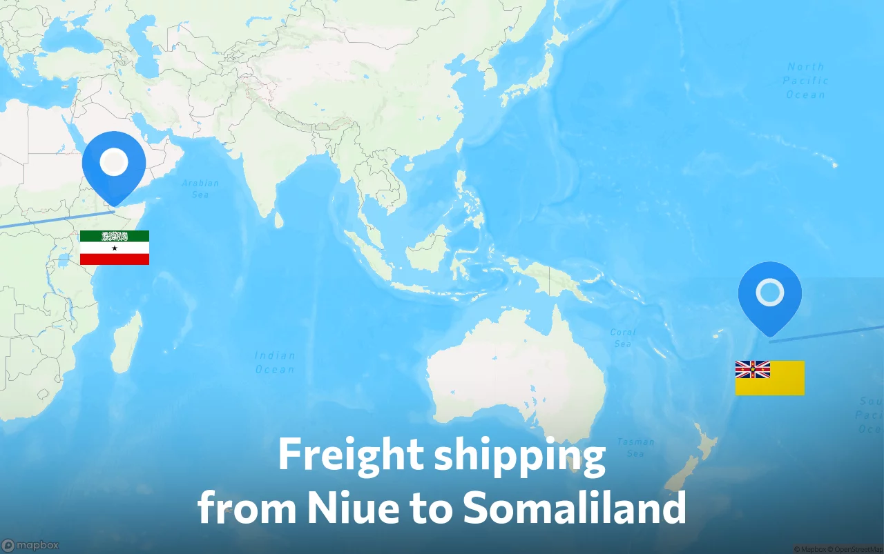 Shipping route from Niue to Somaliland