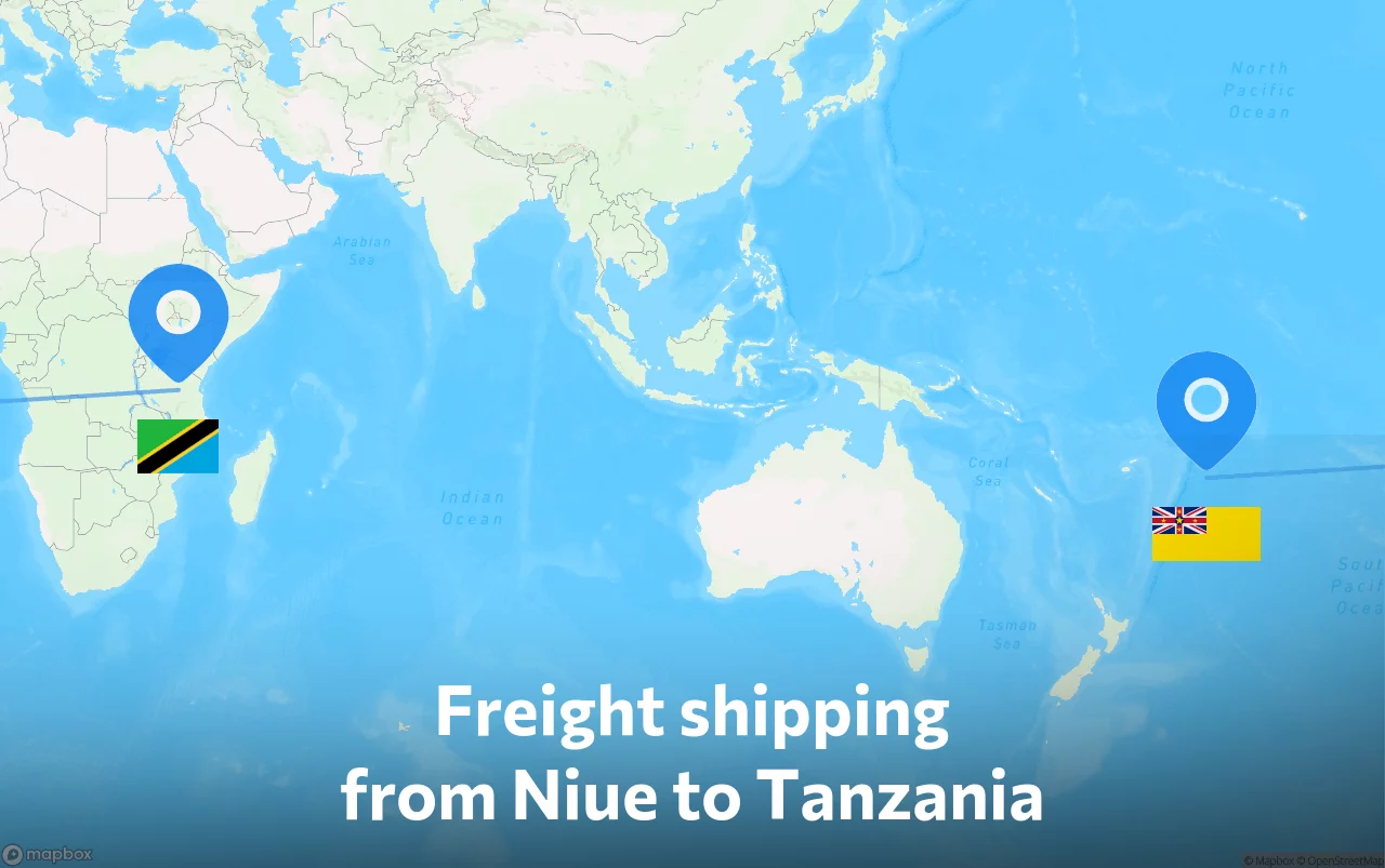 Shipping route from Niue to Tanzania