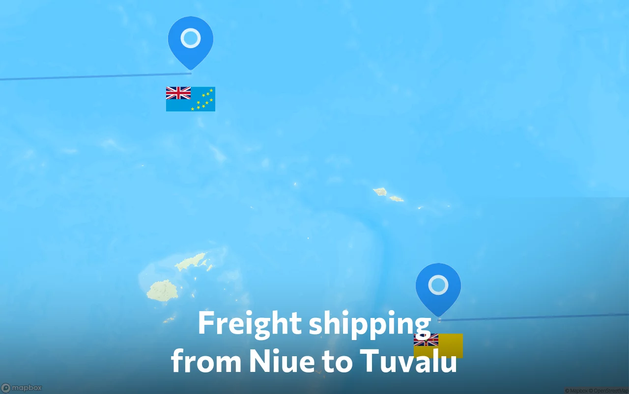 Shipping route from Niue to Tuvalu