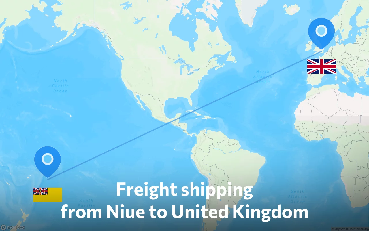 Shipping route from Niue to United Kingdom