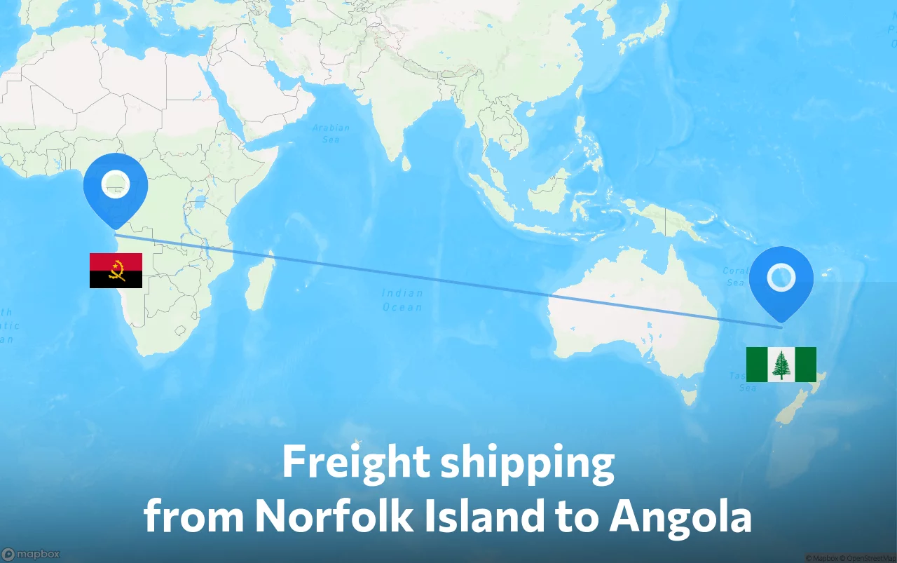 Shipping route from Norfolk Island to Angola