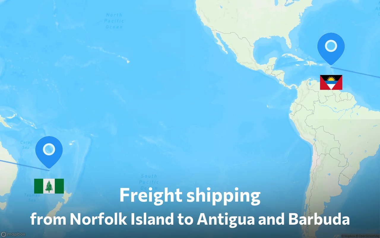 Shipping route from Norfolk Island to Antigua and Barbuda