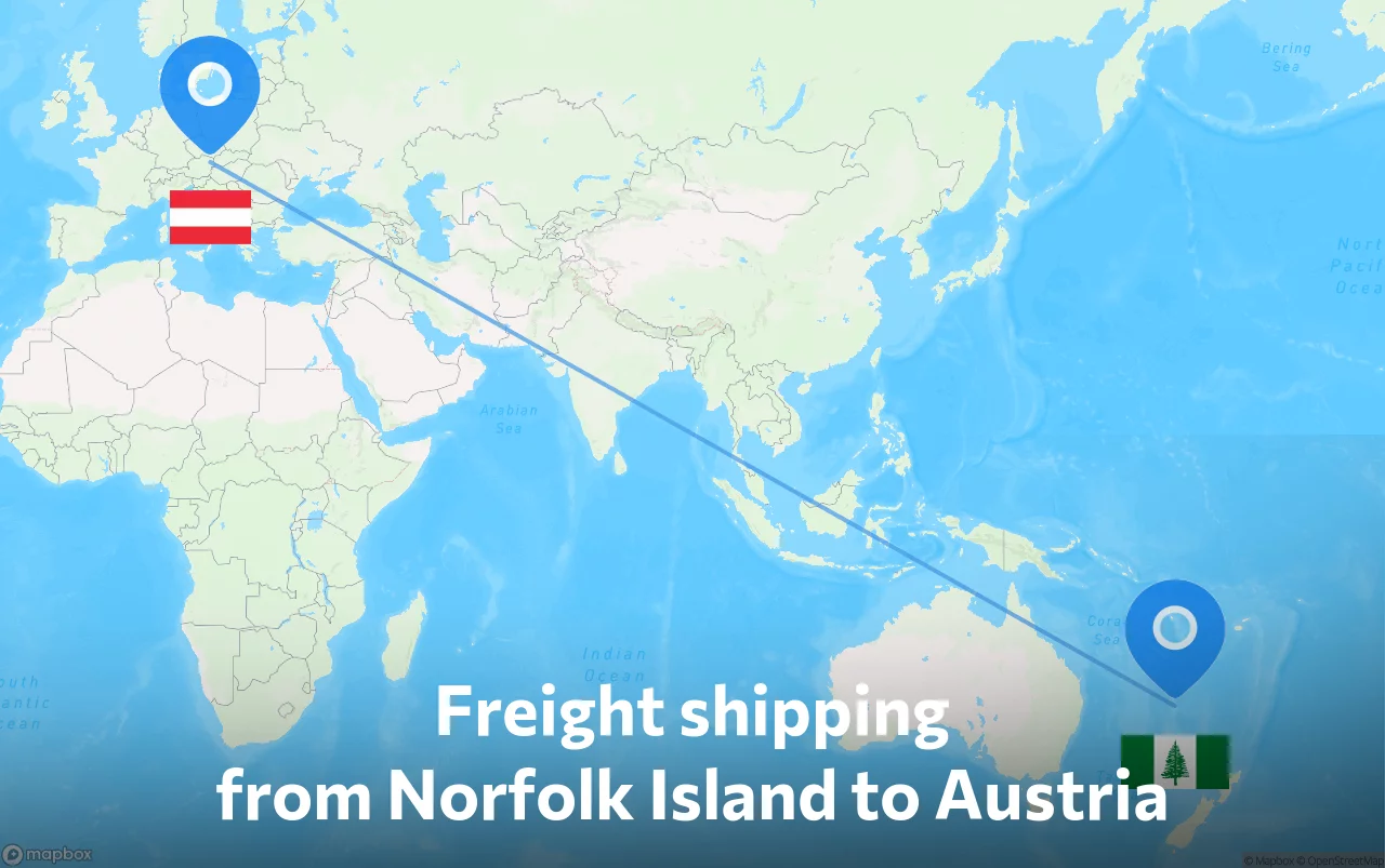 Shipping route from Norfolk Island to Austria