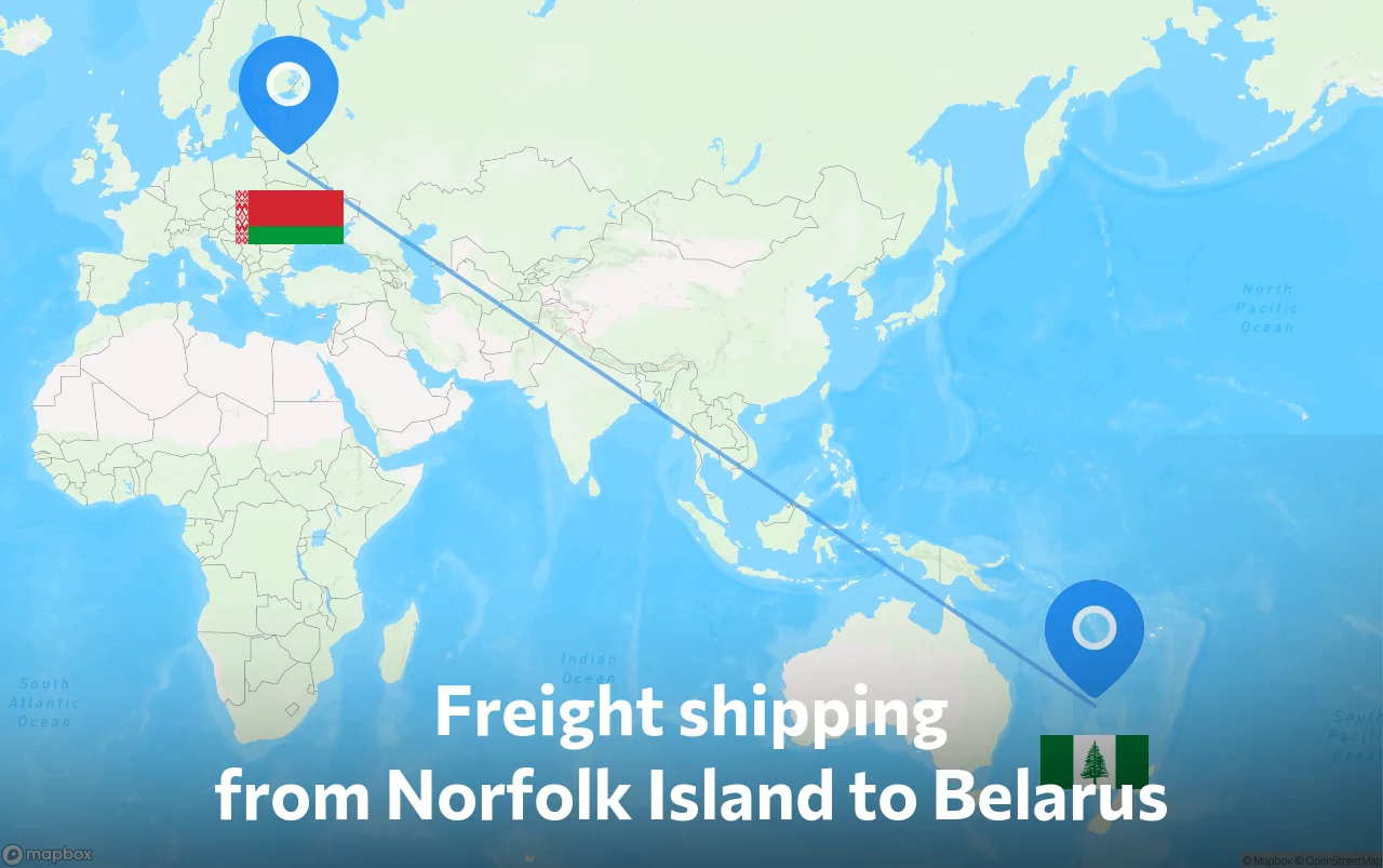 Shipping route from Norfolk Island to Belarus