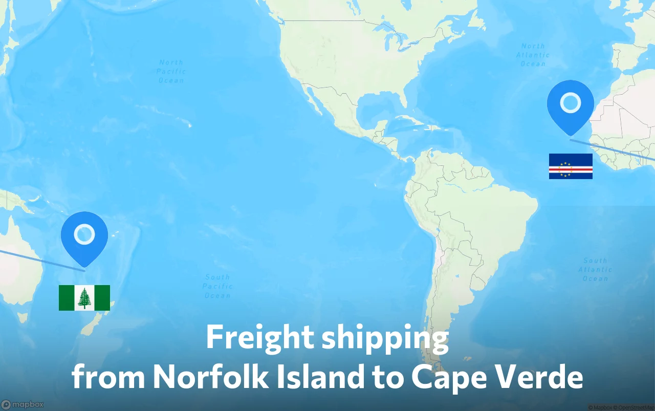 Shipping route from Norfolk Island to Cape Verde
