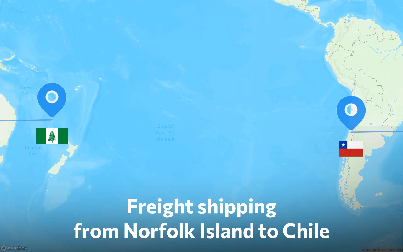 Shipping route from Norfolk Island to Chile