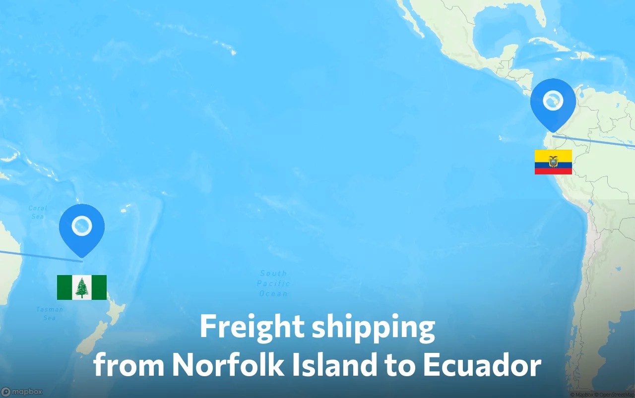 Shipping route from Norfolk Island to Ecuador