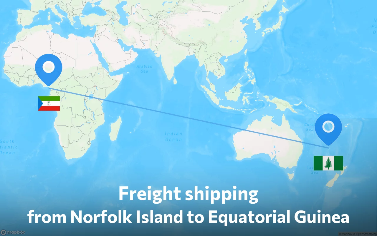 Shipping route from Norfolk Island to Equatorial Guinea