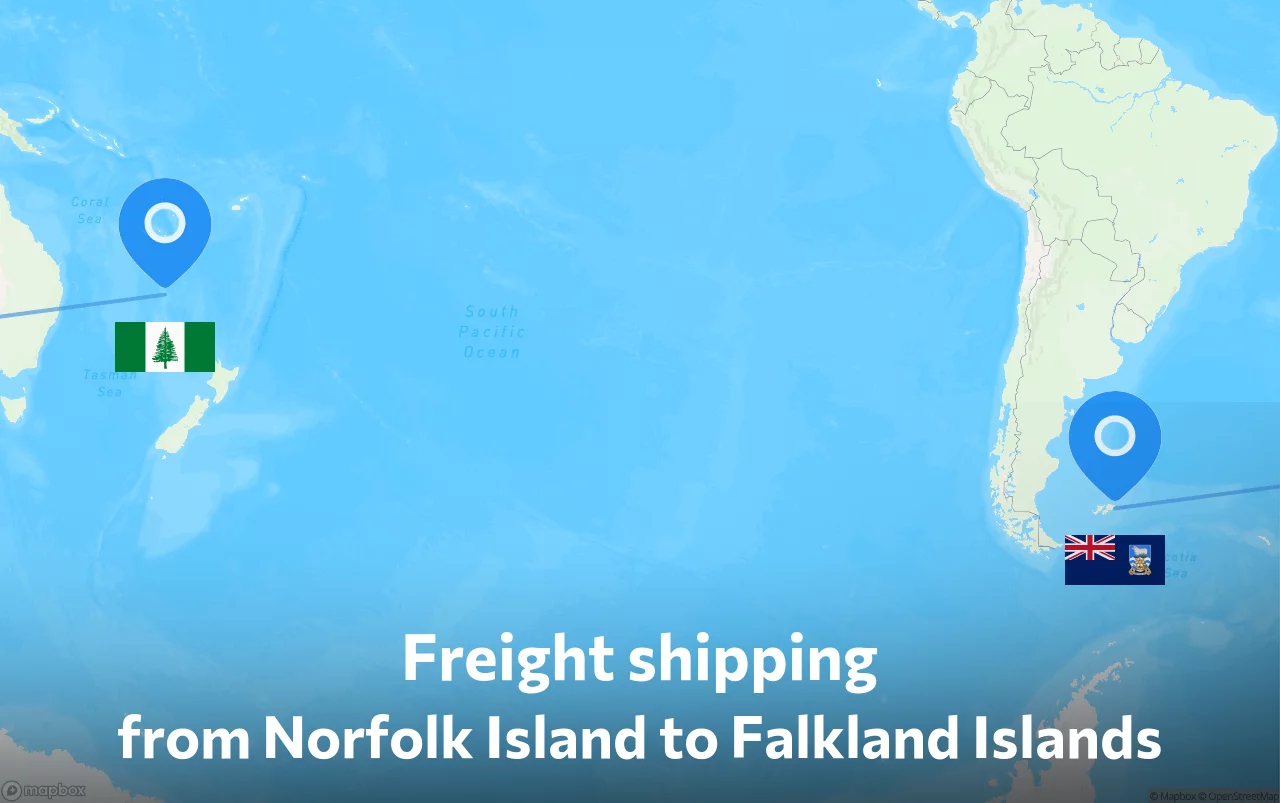 Shipping route from Norfolk Island to Falkland Islands