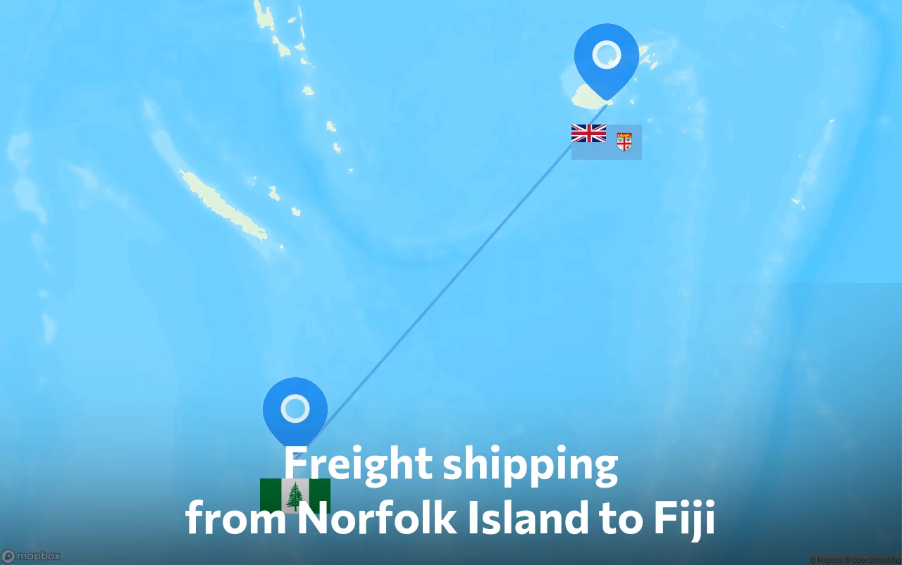 Shipping route from Norfolk Island to Fiji
