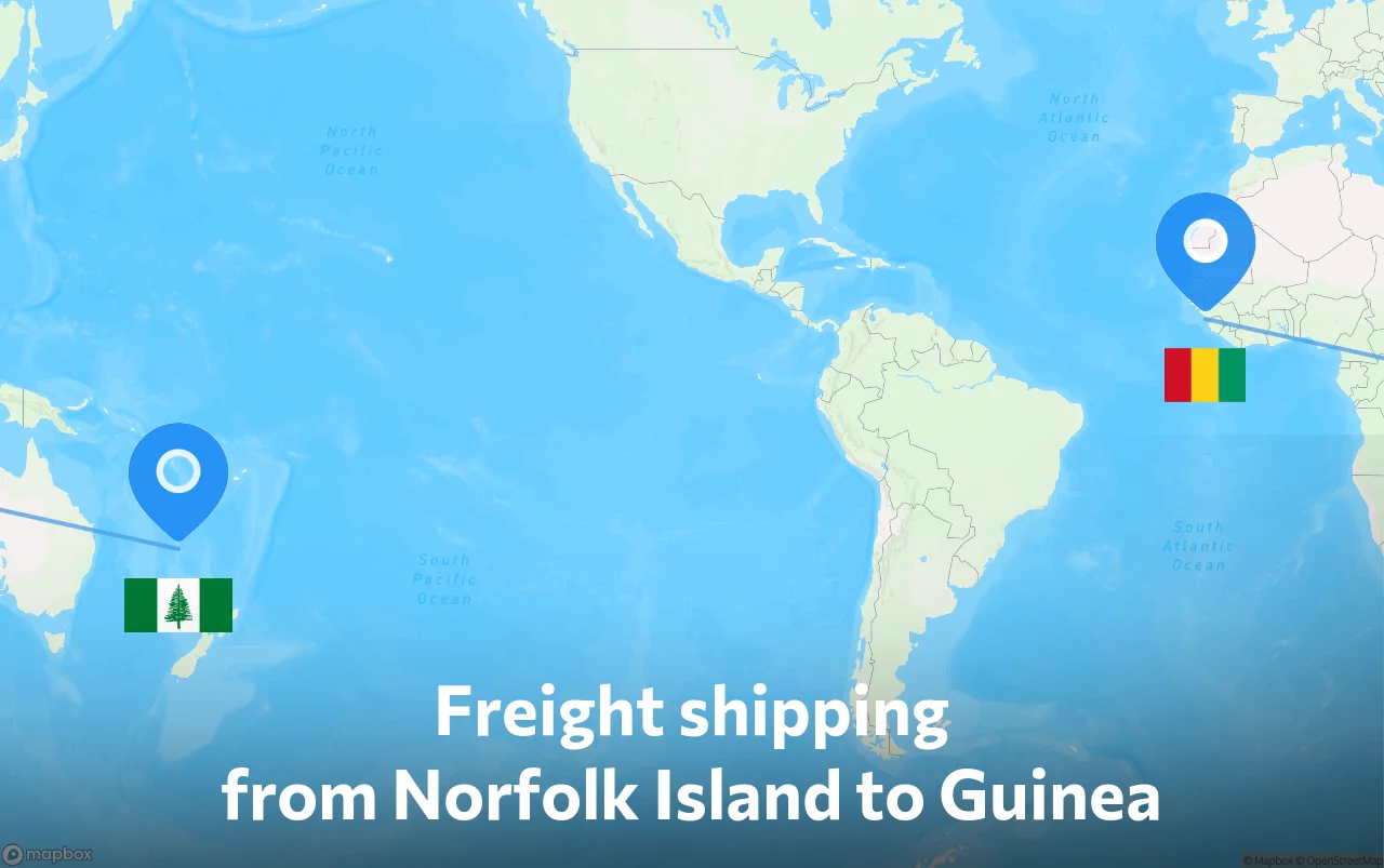 Shipping route from Norfolk Island to Guinea