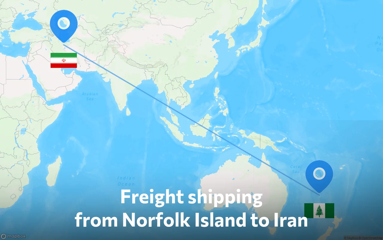 Shipping route from Norfolk Island to Iran