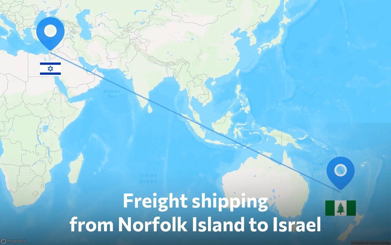 Shipping route from Norfolk Island to Israel