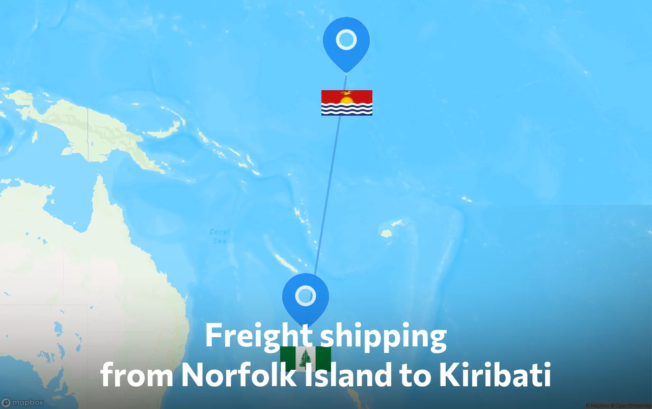 Shipping route from Norfolk Island to Kiribati