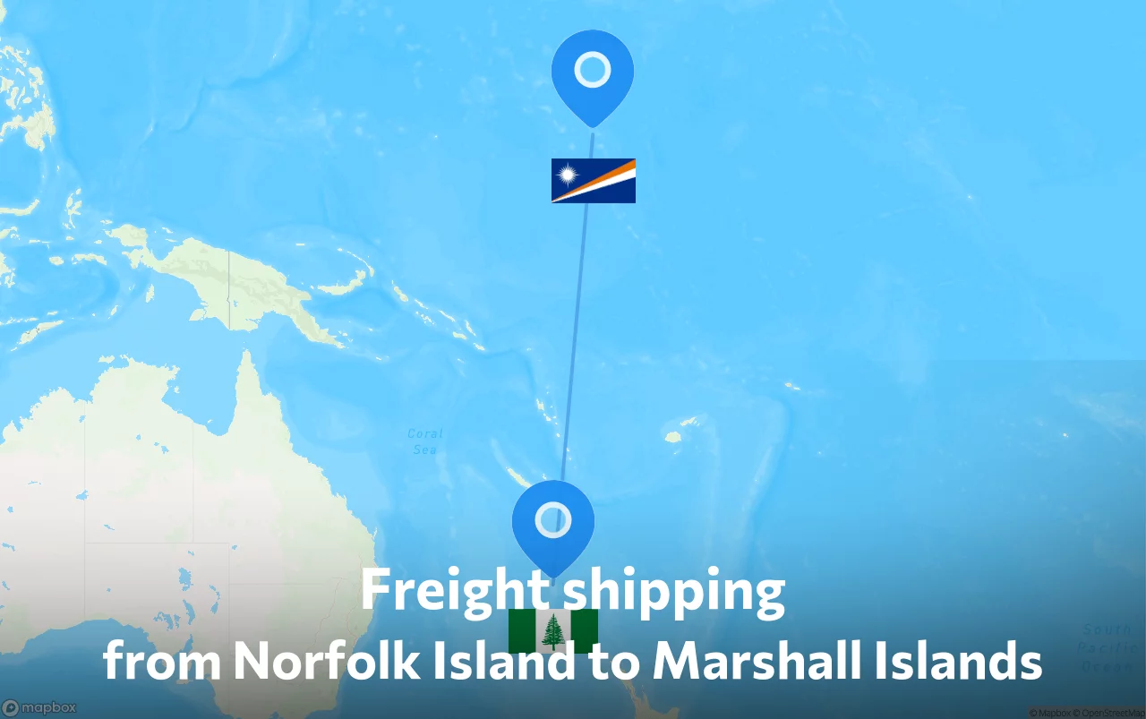 Shipping route from Norfolk Island to Marshall Islands