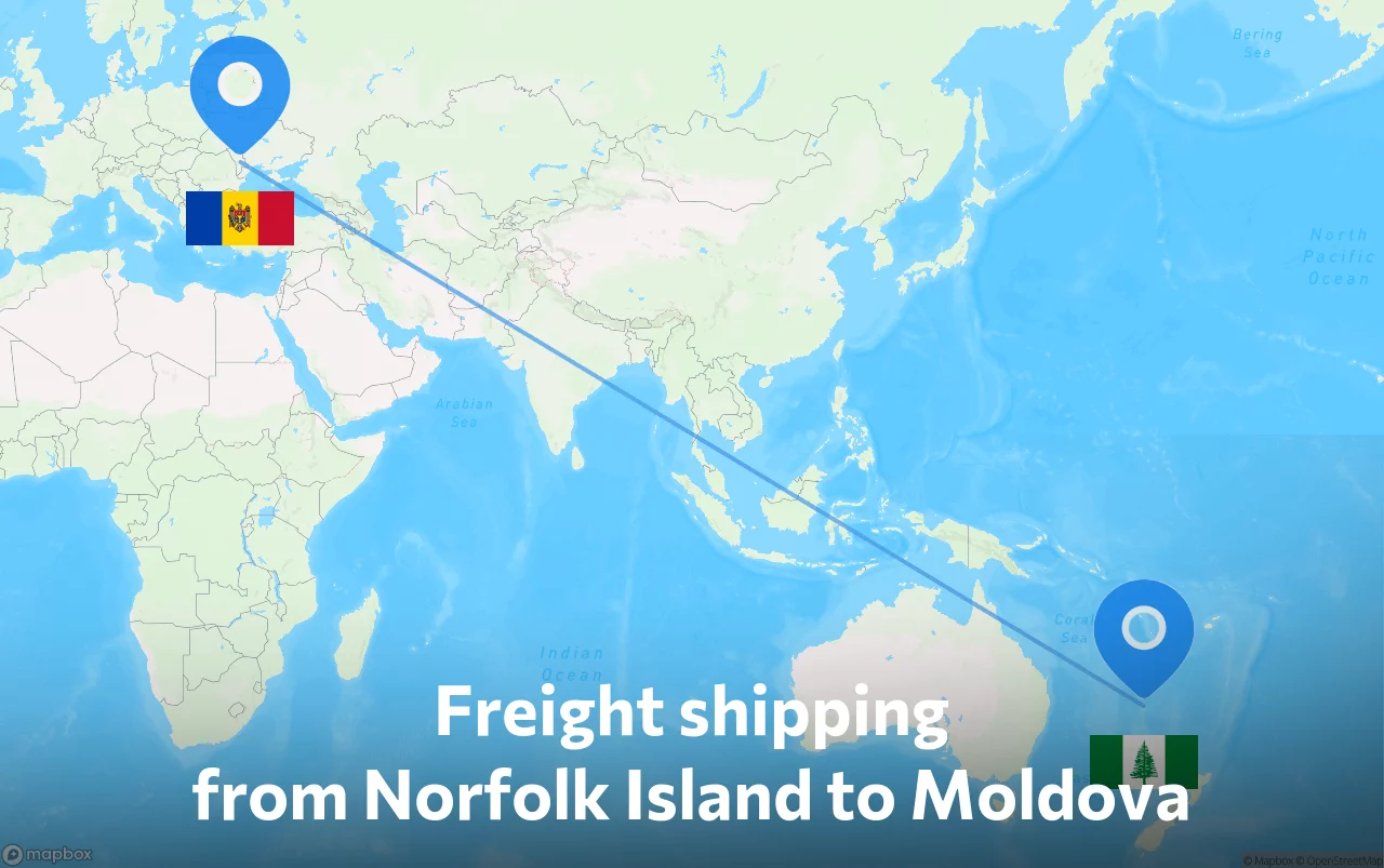 Shipping route from Norfolk Island to Moldova