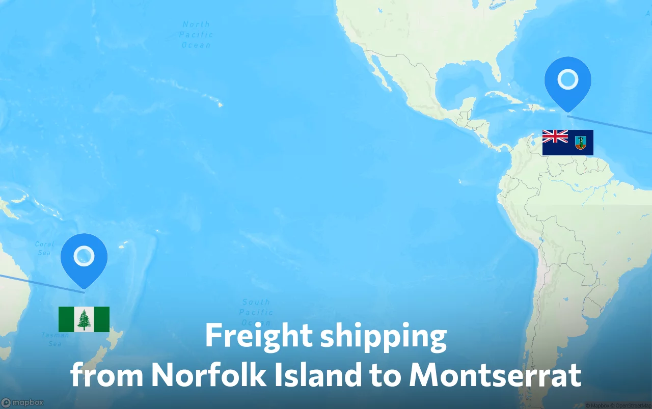 Shipping route from Norfolk Island to Montserrat