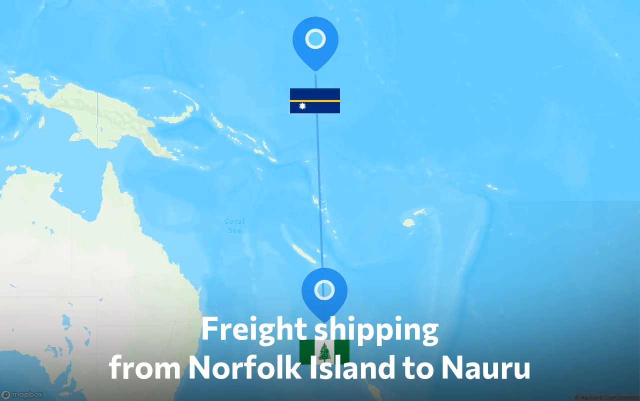 Shipping route from Norfolk Island to Nauru