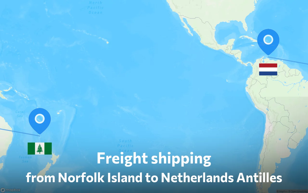 Shipping route from Norfolk Island to Netherlands Antilles