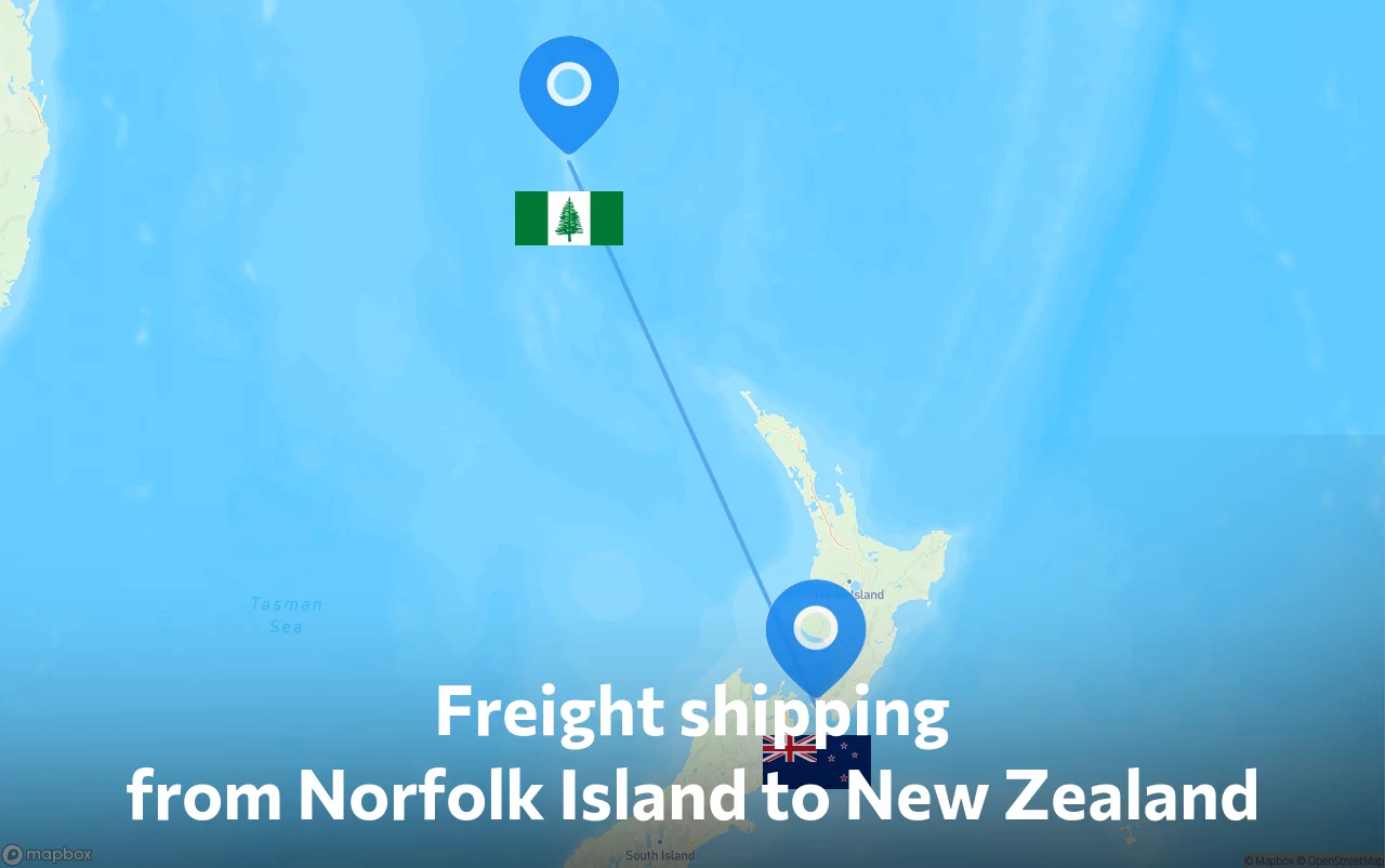 Shipping route from Norfolk Island to New Zealand