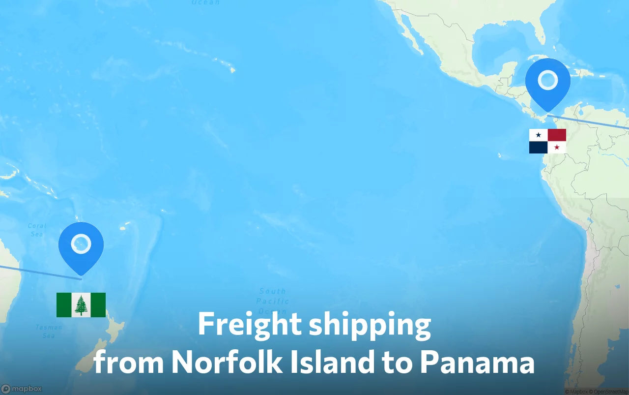 Shipping route from Norfolk Island to Panama