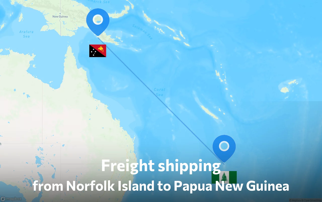 Shipping route from Norfolk Island to Papua New Guinea