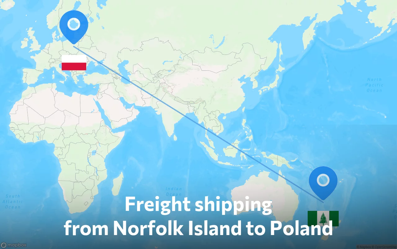 Shipping route from Norfolk Island to Poland