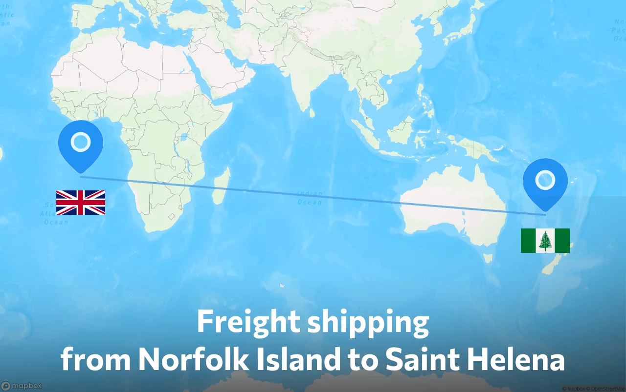 Shipping route from Norfolk Island to Saint Helena