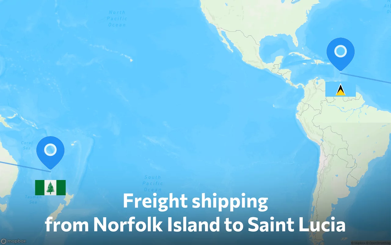 Shipping route from Norfolk Island to Saint Lucia