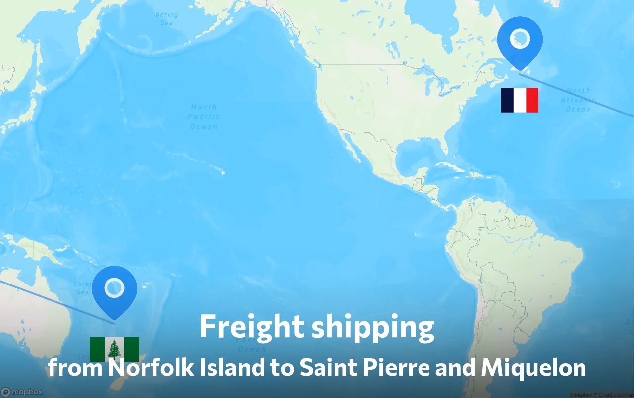 Shipping route from Norfolk Island to Saint Pierre and Miquelon