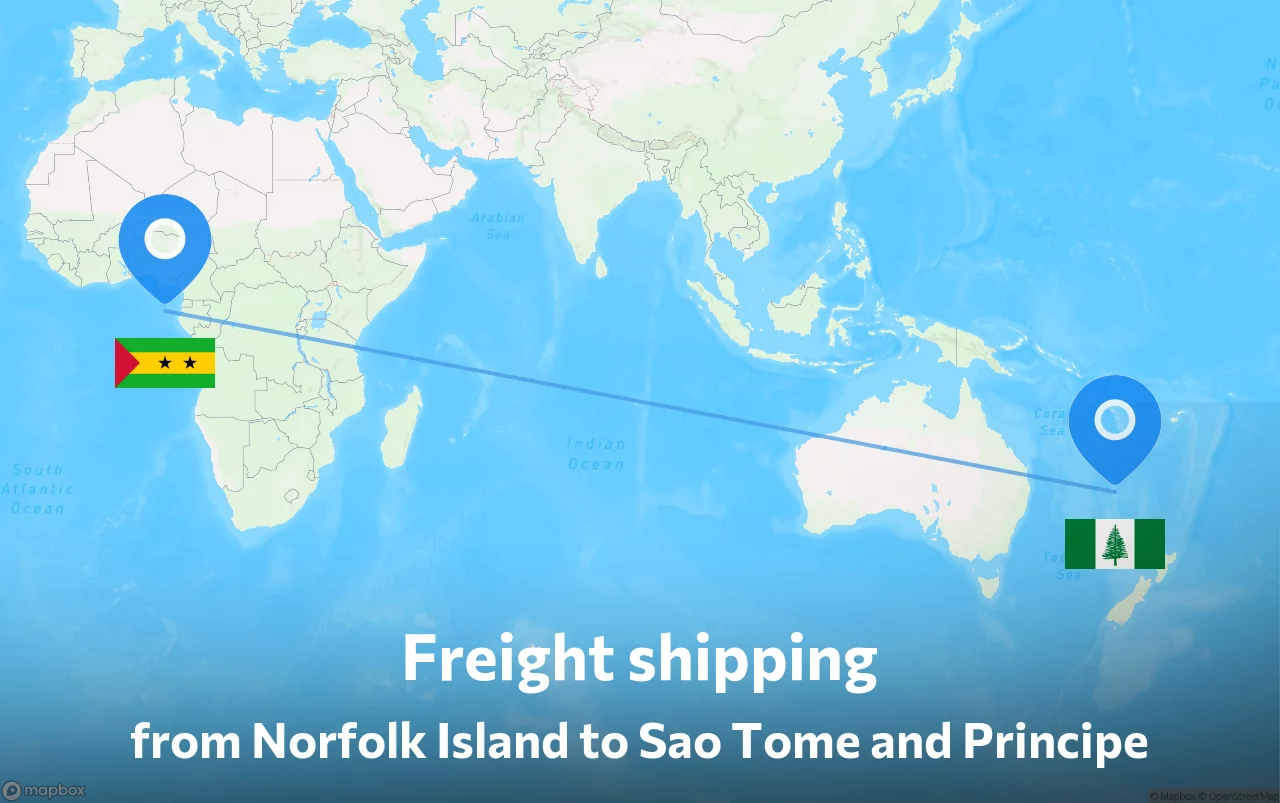 Shipping route from Norfolk Island to Sao Tome and Principe
