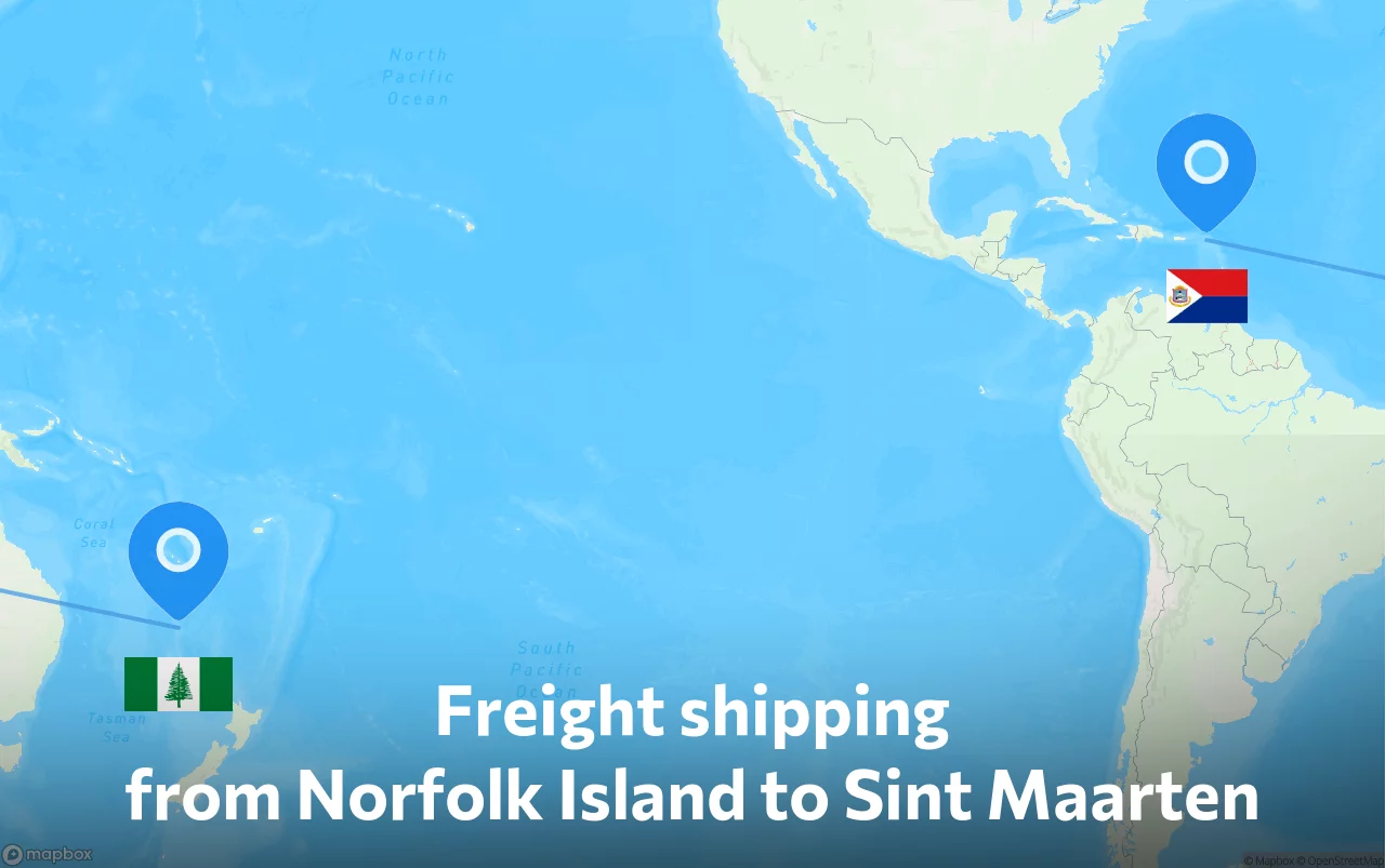 Shipping route from Norfolk Island to Sint Maarten