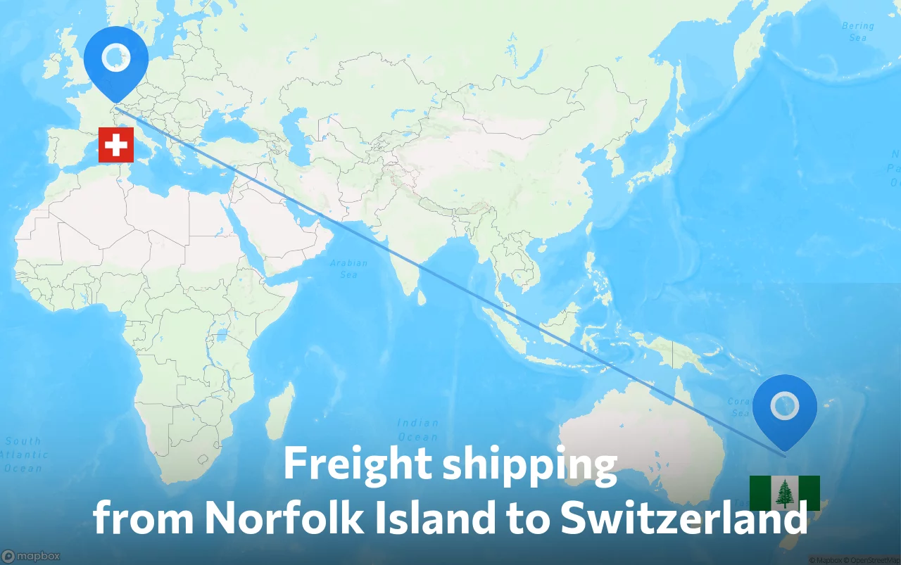Shipping route from Norfolk Island to Switzerland