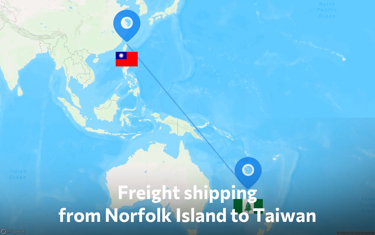 Shipping route from Norfolk Island to Taiwan
